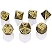 Hestya 7 Pieces Metal Dices Set DND Game Polyhedral Solid Metal D&D Dice Set with Storage Bag and Zinc Alloy with Enamel for Role Playing Game Dungeons and Dragons, Math Teaching (Antique Brass)