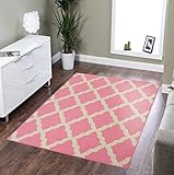 Ottomanson Glamour Collection Contemporary Moroccan Trellis Design Kids Rug (Non-Slip) Kitchen and Bathroom Mat Rug, 5'0