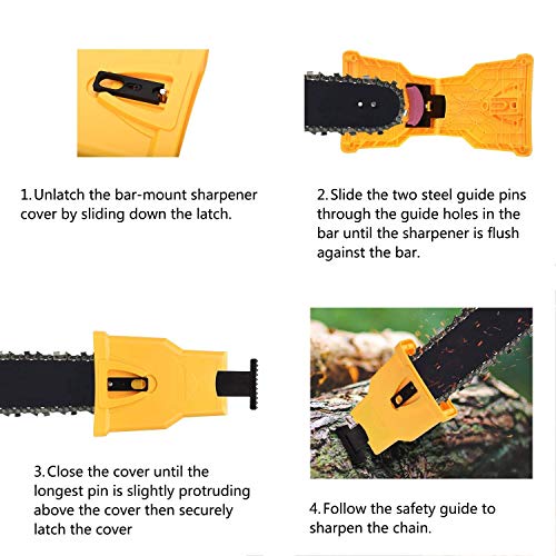 VANZO Chainsaw Sharpener Portable Bar-Mount Chain Saw Sharpening Tool Compatible with 14-20 Inch Chian Saw with Two Holes