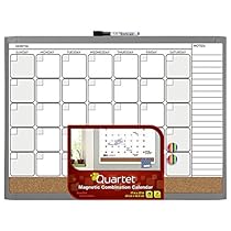 Quartet Magnetic Combination Calendar Board, 17 x 23 Inches, Dry Erase and Cork, 1-Month Design with List, Charcoal Frame (79380-CH)