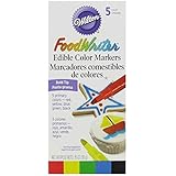 Wilton Set of 5 Bold Tip Food Writer Edible Color Markers, Primary Colors