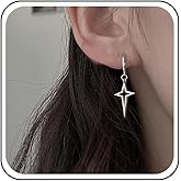 Ximdble Vintage Hollow Star Dangle Earrings Tiny Star Drop Earrings Retro Cross Stud Earrings Open Star Hoop Huggie Earrings for Women