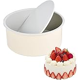 Guowall 6 inch Cake Pan with Removable Bottom Carbon Steel Round Shaped Cheesecake Tin Nonstick Chiffon Cake Mould for Baking - Cream Color
