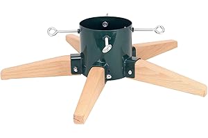 HarcoHome Christmas Tree Stand for Live Tree 8.5ft, Star Design Metal and Beech Hardwood Christmas Tree Holder with Spike for Fresh Tree, Christmas Tree Base Stand for Real Tree (Green)