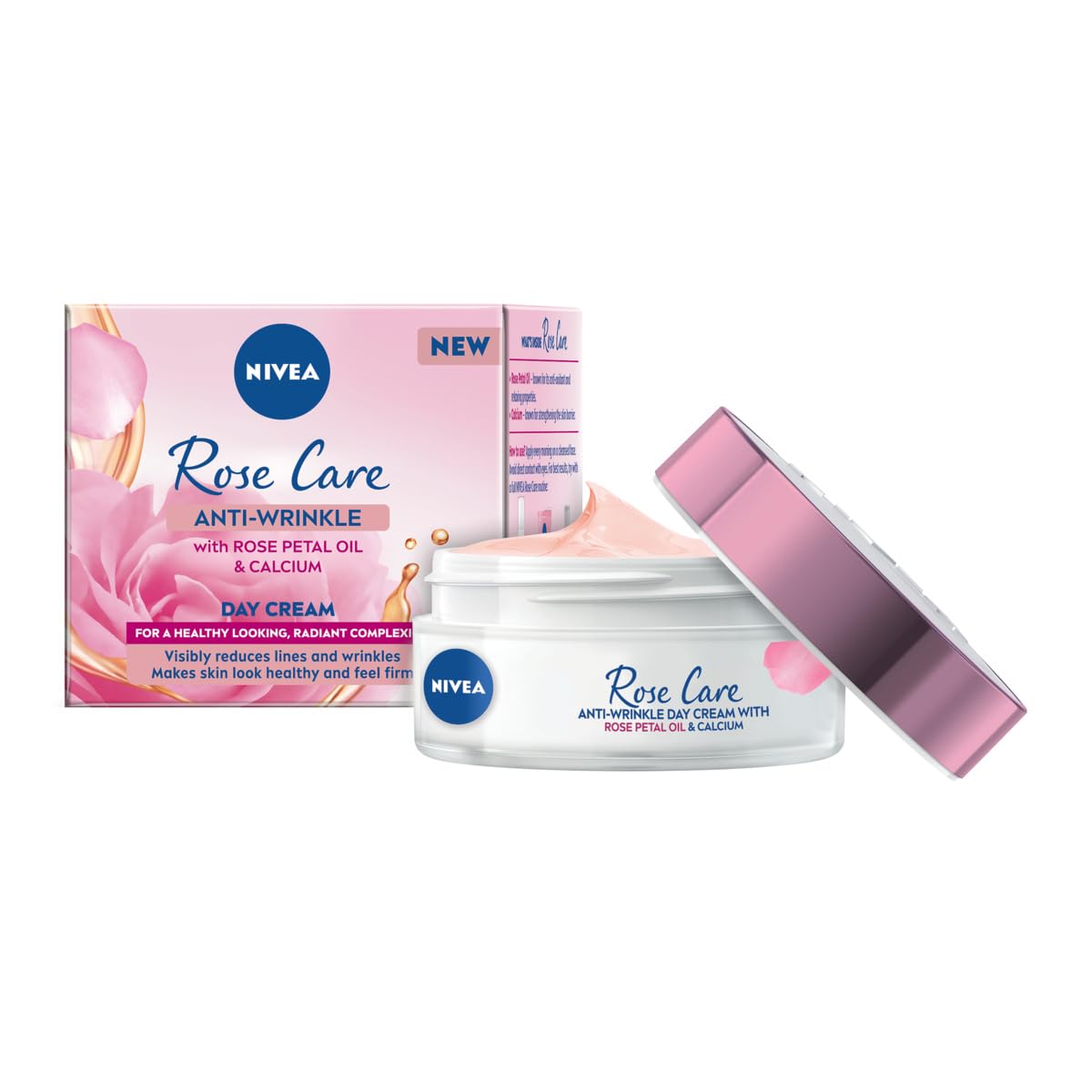 NIVEA Rose Care Anti-Wrinkle Day Cream (50ml), Anti-Wrinkle Face Cream with Nourishing and Anti-Oxidant Properties, Made with Rose Petal Oil and Calcium