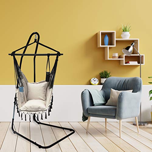 Adjustable WeatherResistant Metal Curved Hammock Chair Swing Stand for