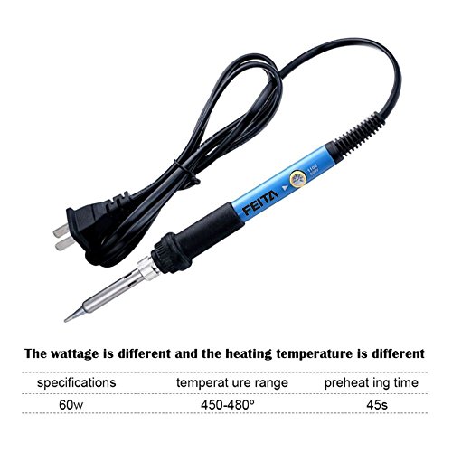 FEITA Soldering Iron Kit Adjustable Temperature Soldering Kit AC110V 60W Solder Iron with 5Pcs Different Iron Tips, Stand, Solder Wire for Variously Repaired Usage