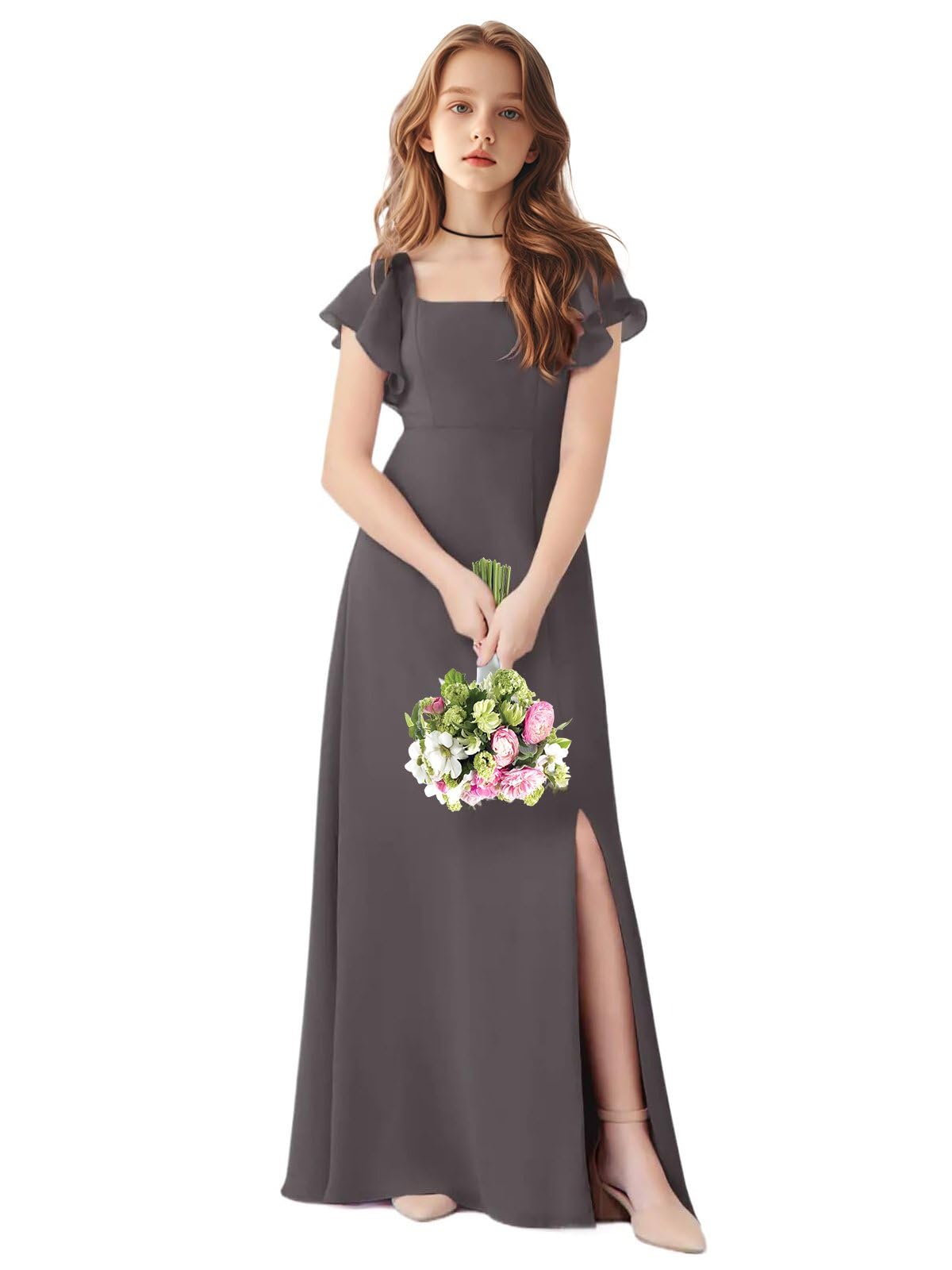 TAISHAN Junior Bridesmaid Dress for Wedding Ruffle