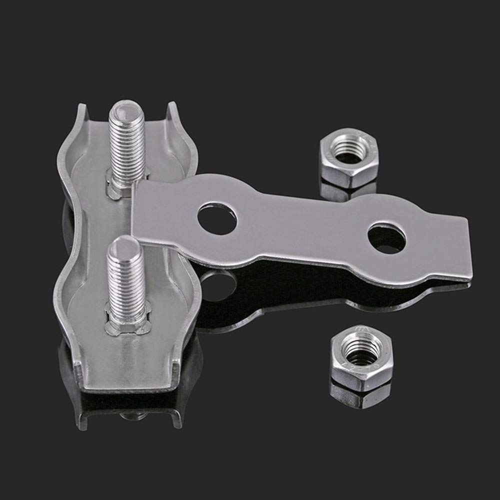 JUNH 6 Pieces M4 Duplex Clamp Rope Clamp Wire Rope Clips 2Post Wire Rope Clip for Clotheslines