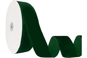 BOMYBAW 1.5" X 20 Yards Forest Green Velvet Ribbon for Christmas Tree Wreath Decoration Handmade Crafts Ornaments Gift Wrapping & Bow Making