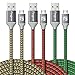 Fasgear Micro USB Cable 10 ft, 3 Pack Fast Charging Micro USB 2.0 High Speed Data Sync Nylon Braided Android Smartphone Charger Compatible for S7 Edge/Note 5,PS4 Controller, Kindle (Gold,Red,Green)