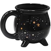 RAISLY Astral Cauldron Coffee Mug 300ml/10oz Black Ceramic Witch Mugs, Adorable Sorceress&rsquo;s Potion Themed Cups, All-Season Drinkware, Ideal for Christmas Thanksgiving Halloween and Party Presents