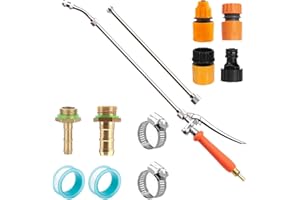 44 Inch Portable All Metal Sprayer Wand for 1/2" & 3/8" Hose Quick Connectors 1/4" & 3/8" Brass Barb Replacement Built-in Shu