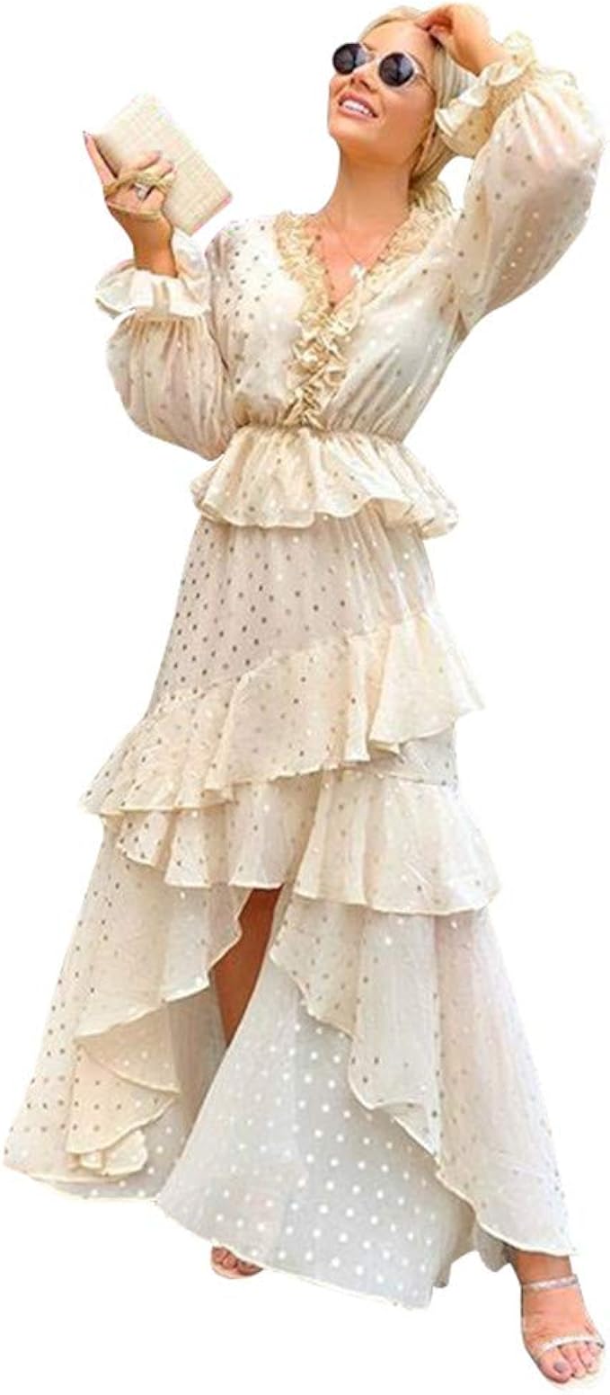 apricot polka dot dress