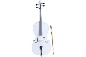 KCELAREC 4/4 Acoustic Cello with Case,Bow,Rosin (White)