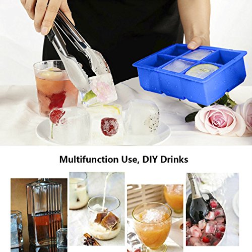 Large Silicone Ice Cube Tray Molds Kitchen Gadgets for Whiskey,Sphere Ice Balls Maker with Bonus Funnel for Scotch,Cocktails & Bourbon, VIWIEU Round Flexible Wine Bar Tray Tools, Set of 3