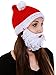 Simplicity Warm Winter Christmas Costume Knit Santa Hat with Beard set, Red