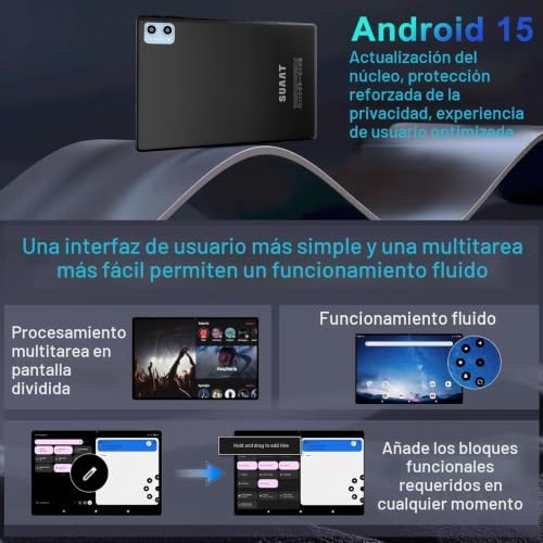 2026 Tablet Android 15 Octa Core con 64GB RAOM +2TB TF Tablet 10 Pulgadas|5G + 2.4G WiFi | FHD | GMS | Bluetooth 5.0 | 8MP + 5MP | Tipo C, Tablet táctil con funda, teclado y ratón, color negro