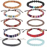 USA Annabel Friendship Tribal Leather Bracelet for Women Men - Wooden Bead Hemp Rope Boho Wood Hemp Bracelet Wristband, Best Gift for New Year