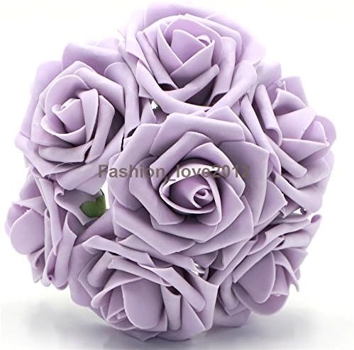 50 pcs Artificial Flowers Foam Roses Various Colors For Bridal Bouquet Bouquets Wedding Centerpieces Kissing Balls (Pale Purple)