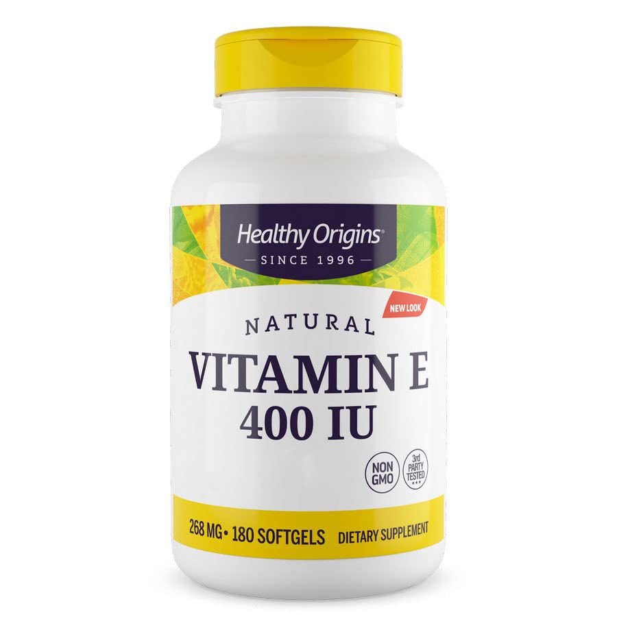 Healthy Origins, Natural Vitamin E, 400IU, 180 Softgels, Gluten Free, Non-GMO