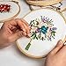 Akacraft Unfinished Embroidery Starter Kit, Cotton Fibric with Water Soluble Pattern, 6 inch Plastic Embroidery Hoop, Color Threads, and Needles, Handy Bouquet Series-Mixed Flowers