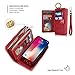 SXTBMR iPhone Xs Max Flip Wallet Case, Magnetic Detachable Handmade Cowhide Wallet Case Leather,Zipper Wallet Flip Protective Case Cover with Card Holder [Wrist Strap] for iPhone Xs Max Red