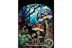 GemZono Paint by Numbers Kit for Adults,Stained Glass Mushroom Art Painting by Number Paint Art DIY Paint by Numbers Painting for Adults Beginners for Home Wall Painting Decor Gift 15.8x19.7 inch