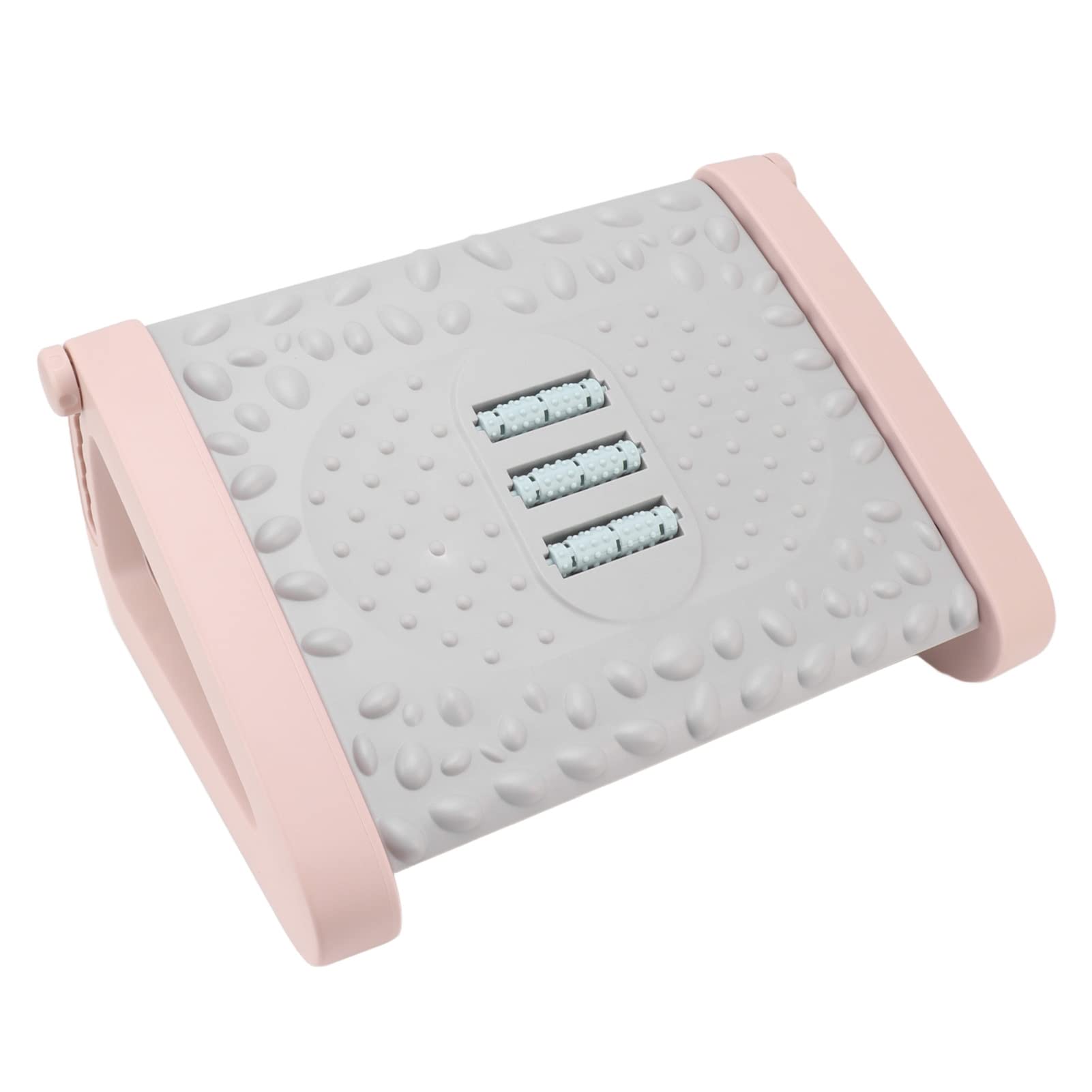Shanrya Foot Rest Under Desk, 6 Height Adjustable Footstool Desk Foot Rest Foot Stool Under Desk with Massage Roller for Home Office(Pink)