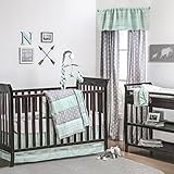 Mint Green and Grey Arrow Stripe 4 Piece Baby Crib Bedding Set by The Peanut Shell