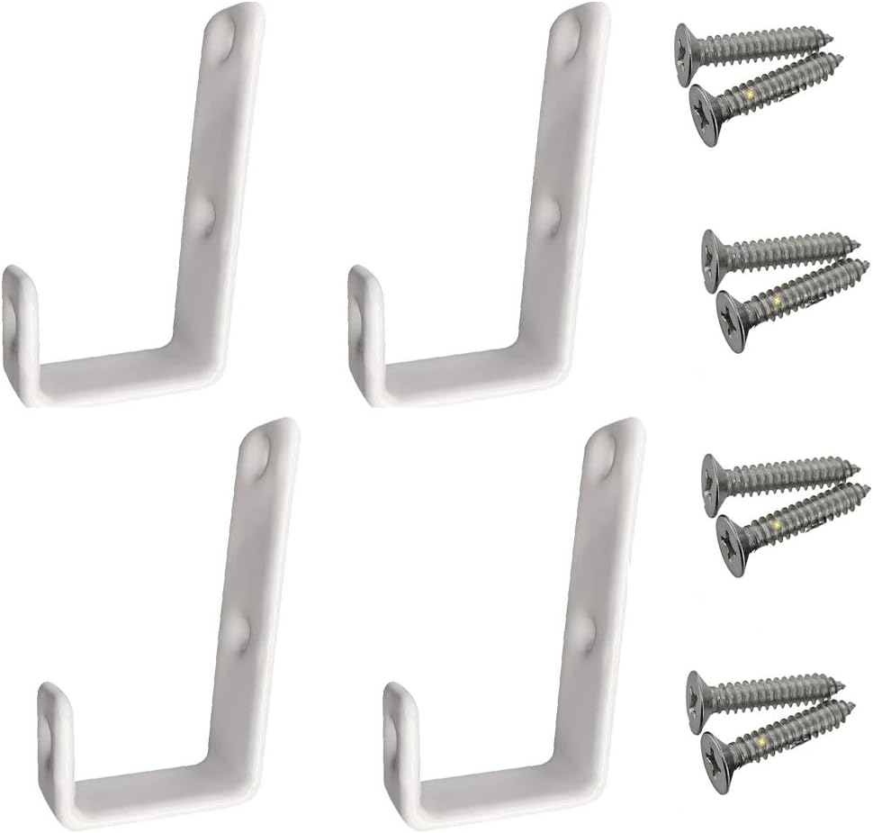 Whale GoGo 25mm/0.98" Inside Clearance Bunk PVC Coated Hooks White Pack of 4