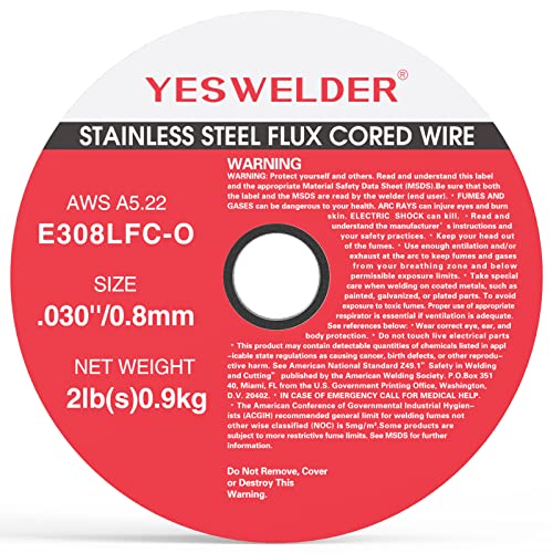YESWELDER Stainless Steel Flux Cored Wire E308LFCO .030Diameter, 2