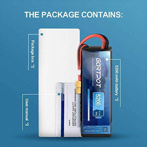 GARTPOT 5200 mAh 3S 11,1V 60C LiPo RC Batterie Hard Case mit XT60 Stecker für RC Truck RC Truggy Autos Buggy RC Hobby (2… – Bild 7