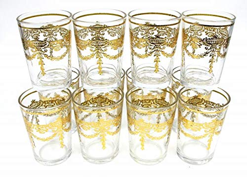 12 Orientalische Marokkanische Teegläser Niamir Gold, 12er Set Glastassen zum Servieren und Trinken, Glasbecher… – Bild 3