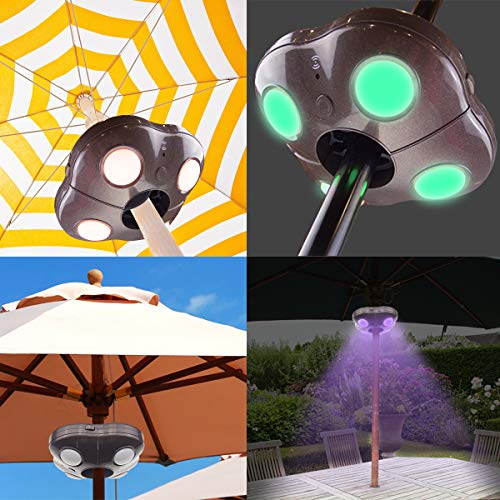 Umbrella Lights LUXSWAY Super Bright Patio Night Light 4 Modes 16 Colors Battery Operated Remote Control Camping Tent Lighting Light - Thumbnail 6