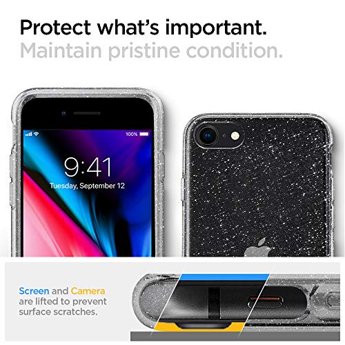 Spigen Funda Liquid Crystal Glitter Compatible con Apple iPhone SE(2020)/8/7, Protección Delgada de Gel Silicona y claridad Premium de TPU - Crystal Quartz - Imagen 5
