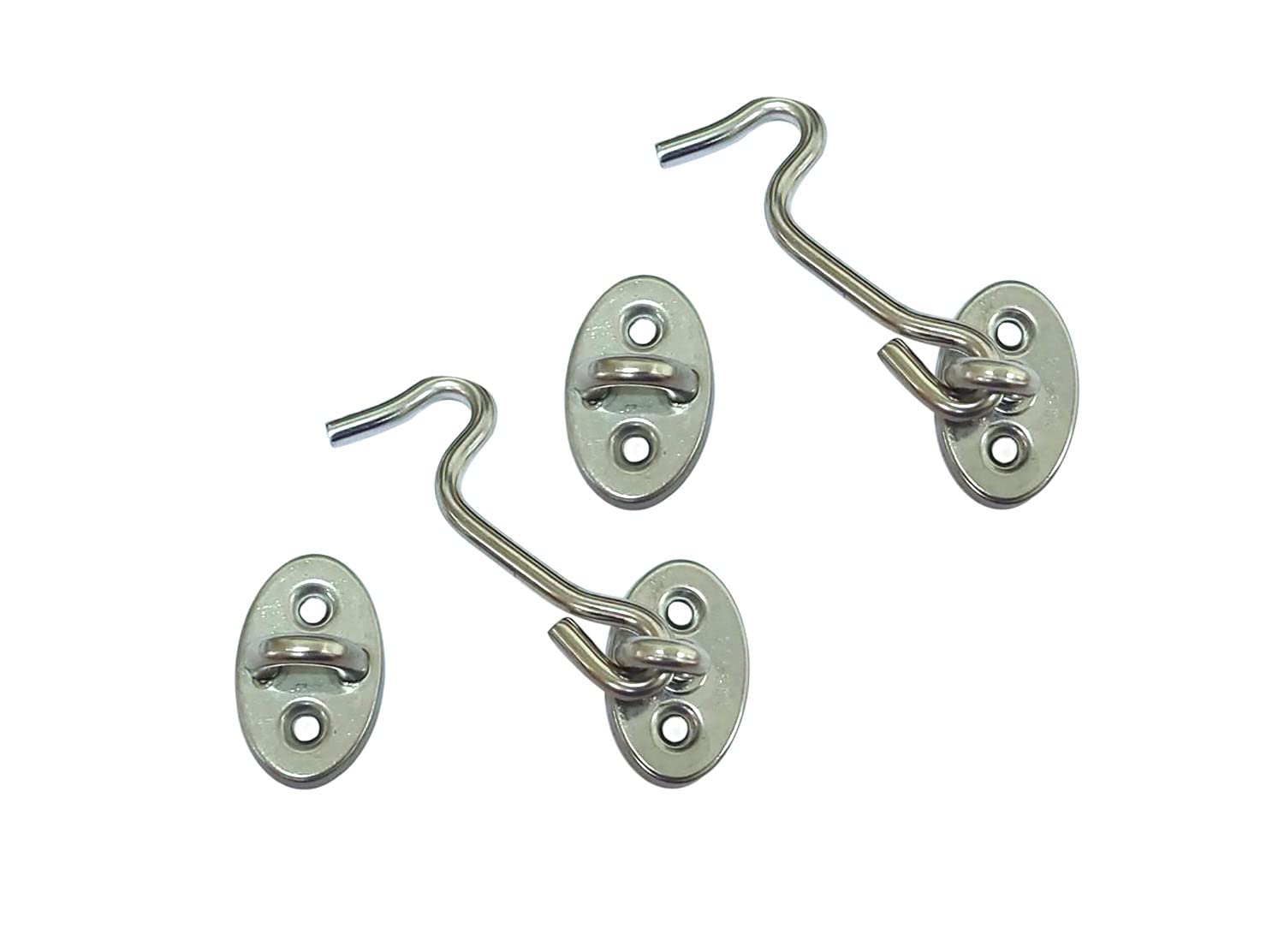 QCAA Reversible Hook, 304 Stainless Steel 360 Degree Swivel Cabin Hook Latch & Eye, 3", Stainless Steel, 2 Pack