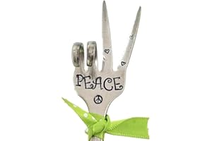 HYMEVROS Garden Marker Friendship Gift, Silver Stamped Funny Spoon Plant Markers, Garden Metal DIY Decorative Sign Plant Labels,Plant Lover Garden Decoration Creative Gift (Peace)