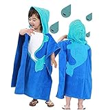 Hooded Poncho Towel for Kids, Organic Cotton Toddler Robes Wrap, Large Size 25