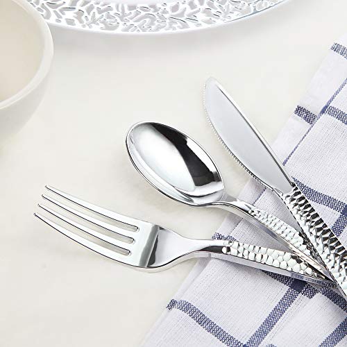 Supernal 300pcs Silver Plastic Forks, Premium Disposable Forks Polished