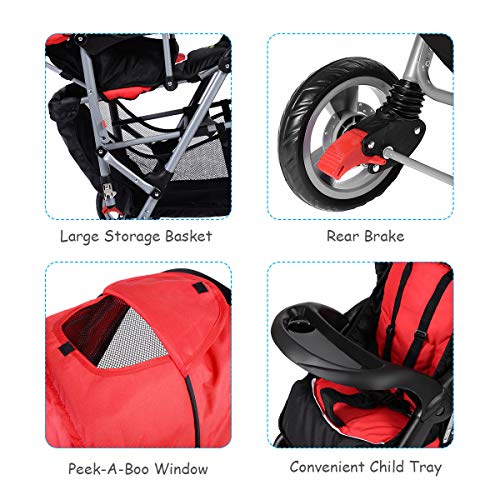 4 Costzon+Double+Stroller+Pushchair+Convenience
