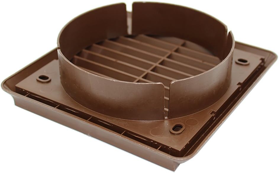 Kair Brown Louvred Grille 155mm External Dimension with Round 125mm - 5 inch Rear Spigot - Wall Ducting Air Vent - Image 4