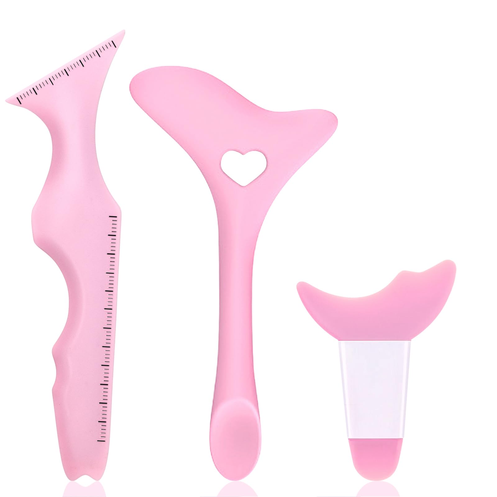 Noerrors Eyeliner Stencil 3Pcs Wing Tips Silicone Makeup Tool Kit Aid Reusable Eye Liner Shadow Stencil Applicator Guide Multifunctional Eyeshadow Mascara Shield Eyelash Lips Quick Pads#Pink