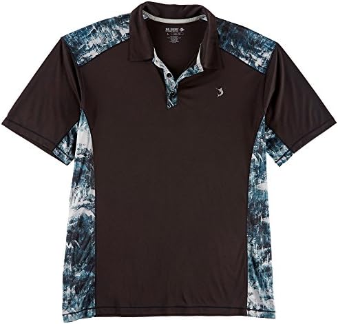 Reel Legends Mens Reel-Tec Palm Rainbow Blocked Polo Shirt Medium Black/Blue