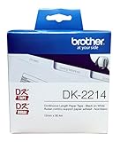 Brother Genuine DK-2214 Continuous Length Black on White Paper Tape for Brother QL Label Printers, 0.47" x 100' (12mm x 30.4M), 1 Roll per Box, DK2214