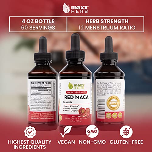Maxx Herb Red Maca Root Extract Max Strength Liquid Drops Absorb