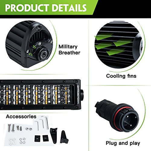 LED Light Bar, OFFROADTOWN 30inch 480w Quad Row LED Fog Lights Spot Flood Combo Beam Off Road Light for Vehicle Truck Jeep Wrangler ATV UTV SUV Ford Boat