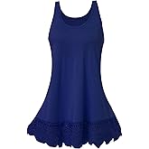 Plus Size Flowy Tank Top for Women – Loose Swing Lace Hem Sleeveless Casual Everyday Shirt