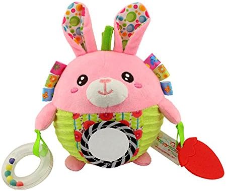 Infant Animal Hand-bells Rattles Ball Toys, Godr Baby Development Activity Teether Beads Mirror Stroller&amp;Crib Toys for New-born Toddler Girls and Boys (Pink Bunny)