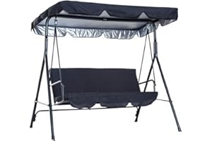 JEWELTH Swing Canopy Replacement Top, Outdoor Patio Swing Canopy Replacement, 3 Seat Swing Canopy Replacement Cover for Porch Patio Garden Seat (Black/74 * 51 * 5.9)